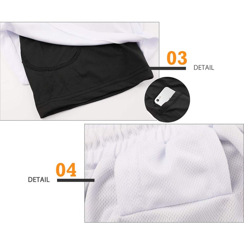 Surenow Men's Athletic Running Shorts Quick Dry Workout Shorts 2 in 1 Shorts 5" Gym Running Shorts for Men with Phone Pocket White - Image 5
